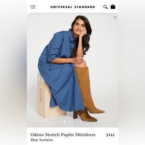 Universal Standard Odeon Stretch Poplin Shirtdress Bleu Scolaire Size XS